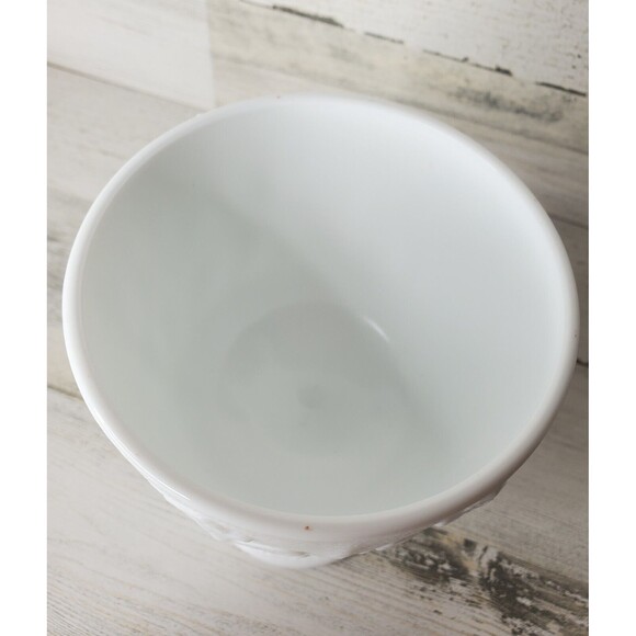 Vintage F.T.D. Milk Glass Pedestal Vase With Oak Leaf Pattern 1975 - Picture 4 of 7